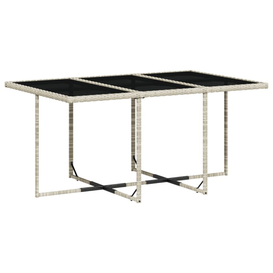 11-delige Tuinset met kussens poly rattan lichtgrijs - Afbeelding 6