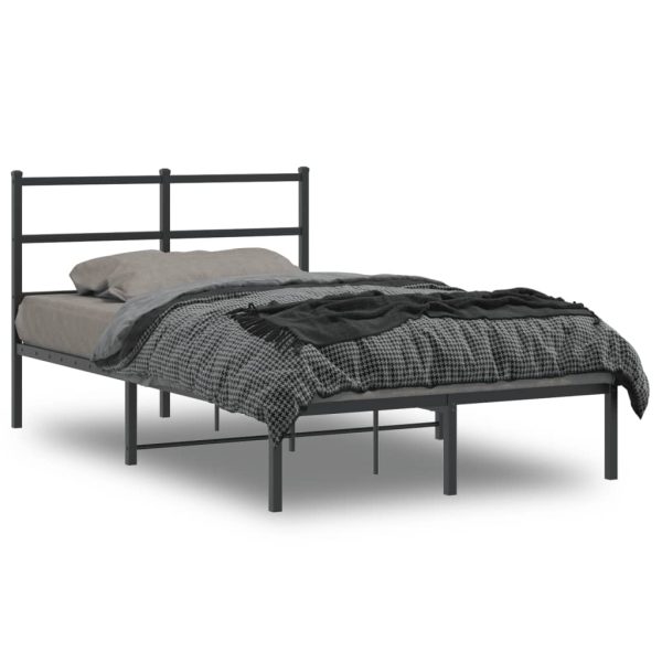 Bedframe met hoofdbord metaal zwart 120x190 cm