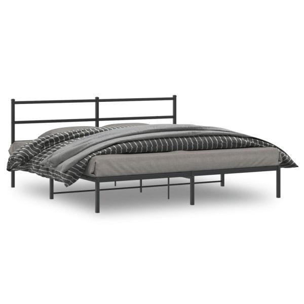 Bedframe met hoofdbord metaal zwart 183x213 cm