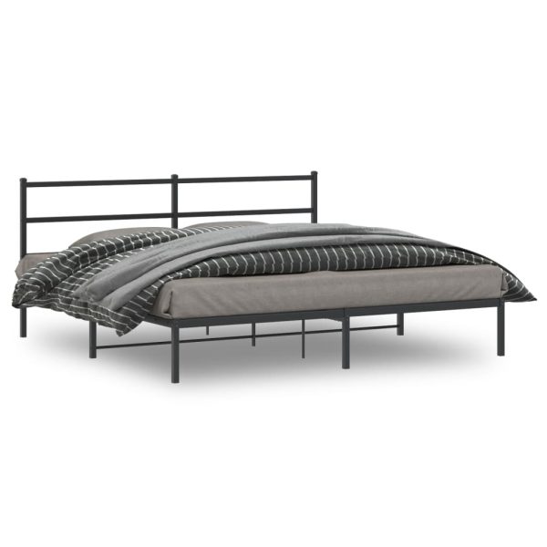 Bedframe met hoofdbord metaal zwart 200x200 cm