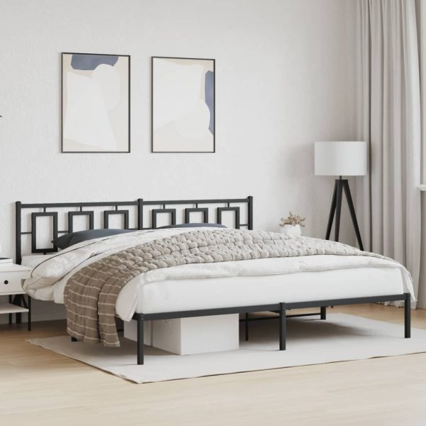 Bedframe met hoofdbord metaal zwart 193x203 cm