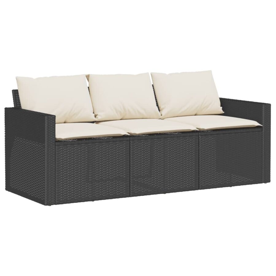 2-delige Tuinset met kussens poly rattan zwart - Afbeelding 4