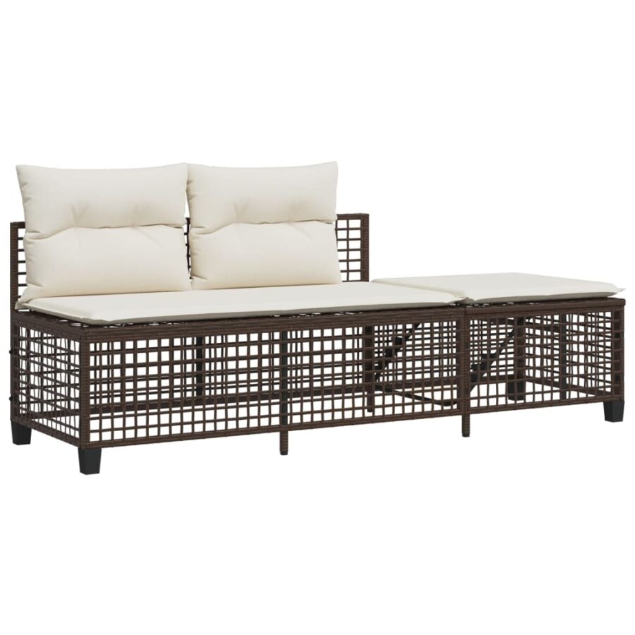 3-delige Loungeset met kussens poly rattan bruin - Afbeelding 6