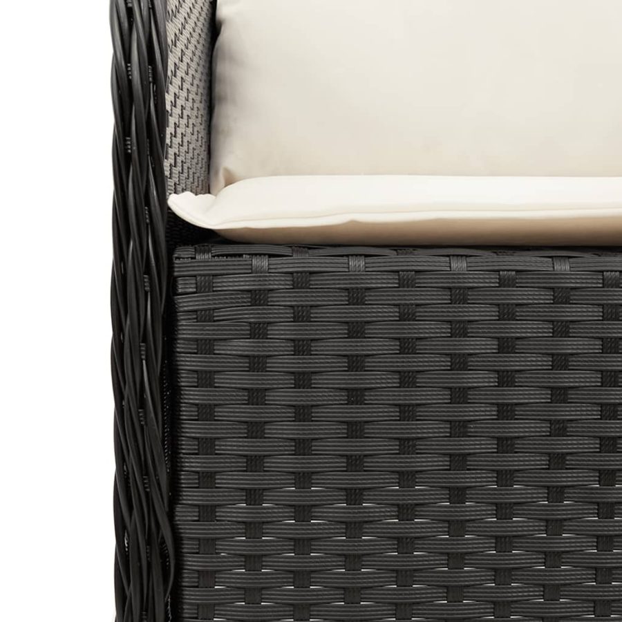 5-delige Tuinset met kussens poly rattan zwart - Afbeelding 5