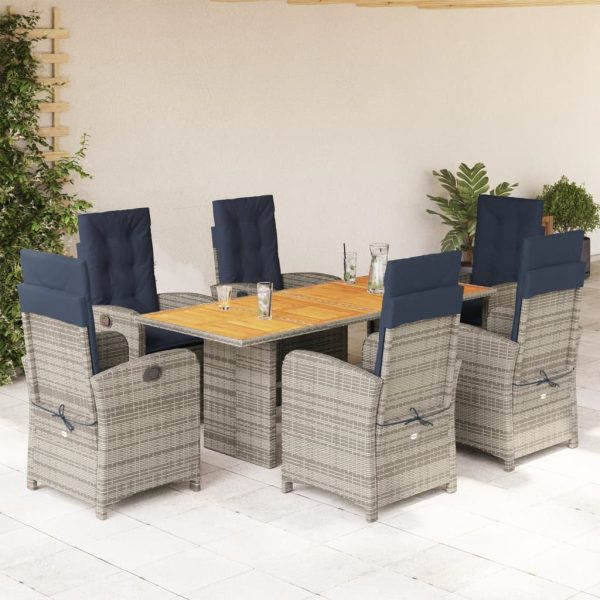 7-delige Tuinset met kussens poly rattan beige