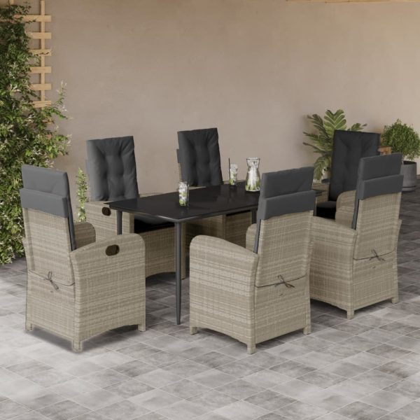 7-delige Tuinset met kussens poly rattan grijs