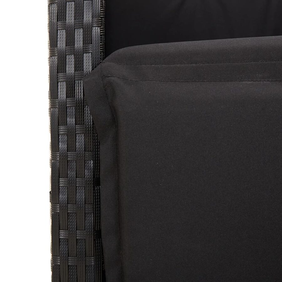 3-delige Bistroset met kussens poly rattan zwart - Afbeelding 7
