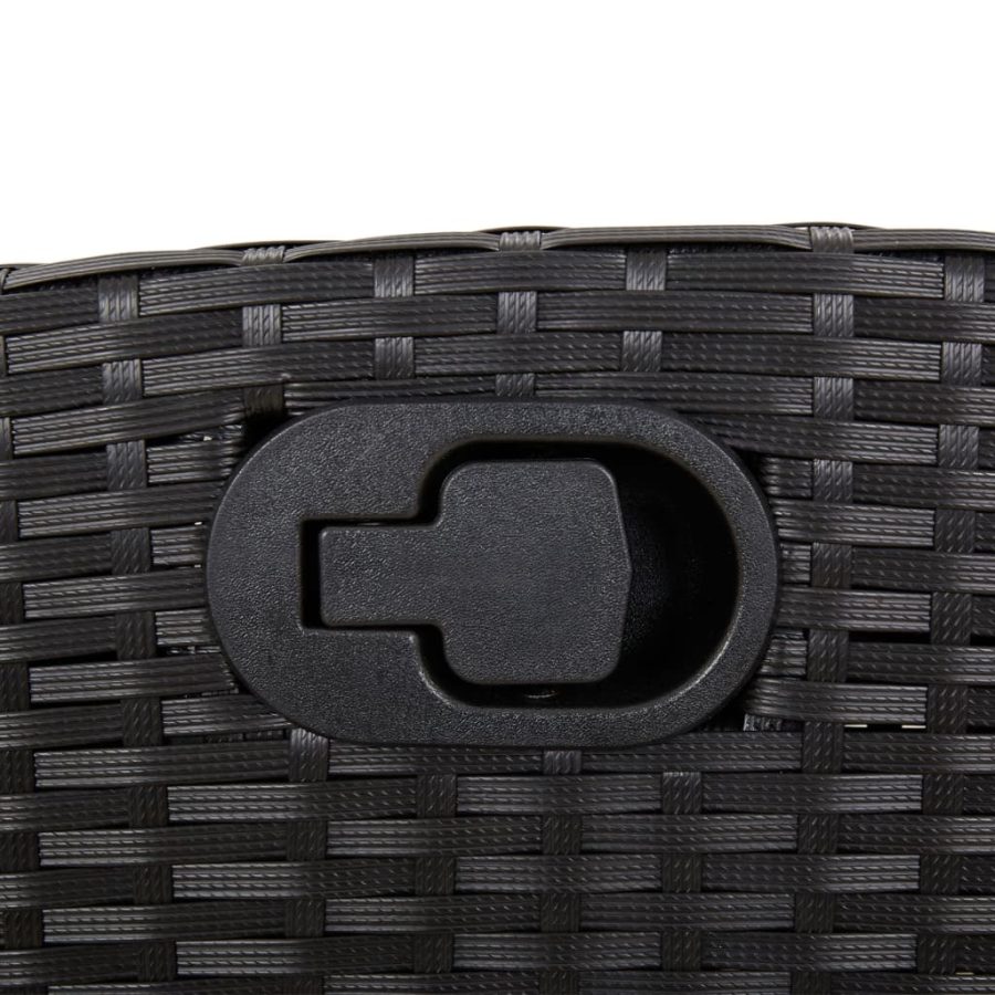 5-delige Tuinset met kussens poly rattan zwart - Afbeelding 8