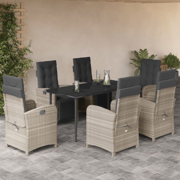 7-delige Tuinset met kussens poly rattan grijs
