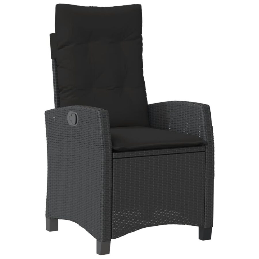 3-delige Tuinset met kussens poly rattan zwart - Afbeelding 4