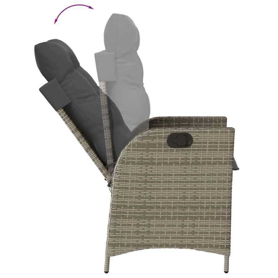 5-delige Tuinset met kussens poly rattan grijs - Afbeelding 4
