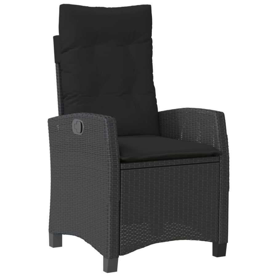 5-delige Tuinset met kussens poly rattan zwart - Afbeelding 3