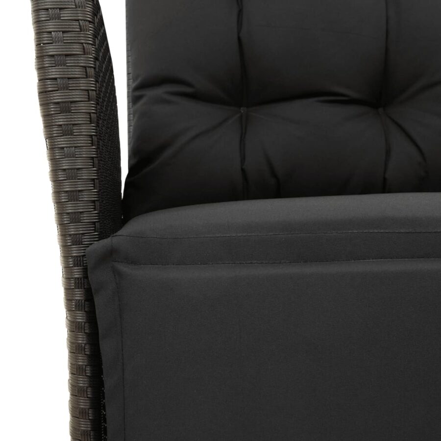 3-delige Tuinset met kussens poly rattan zwart - Afbeelding 5