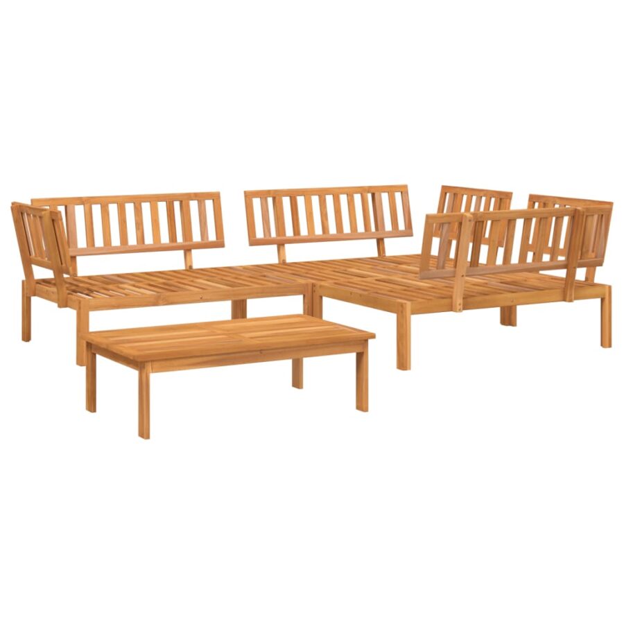 4-delige Loungeset pallet massief acaciahout - Afbeelding 2