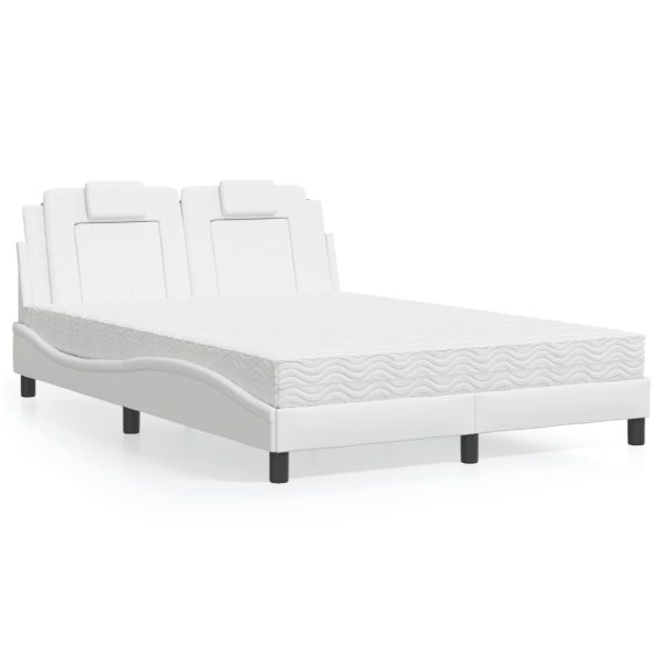 Bed met matras kunstleer wit 120x200 cm