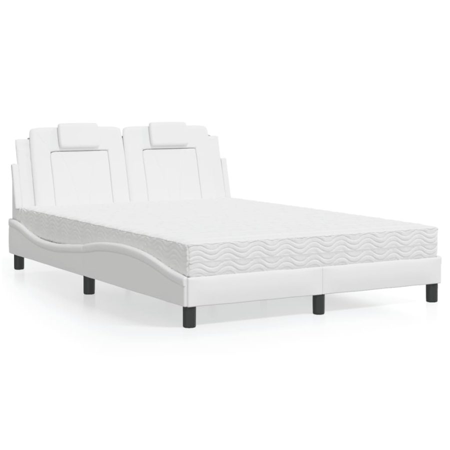 Bed met matras kunstleer wit 120x200 cm