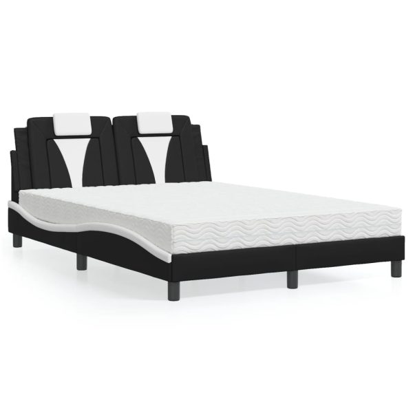 Bed met matras kunstleer zwart en wit 120x200 cm