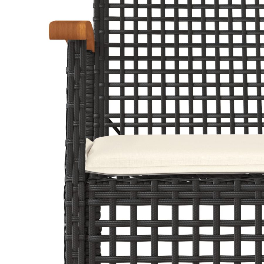 5-delige Tuinset met kussens poly rattan zwart - Afbeelding 5