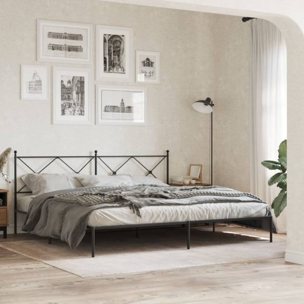 Bedframe met hoofdbord metaal zwart 200x200 cm