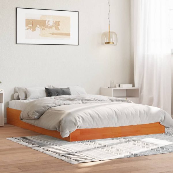 Bed met matras massief grenenhout wasbruin 140x190 cm