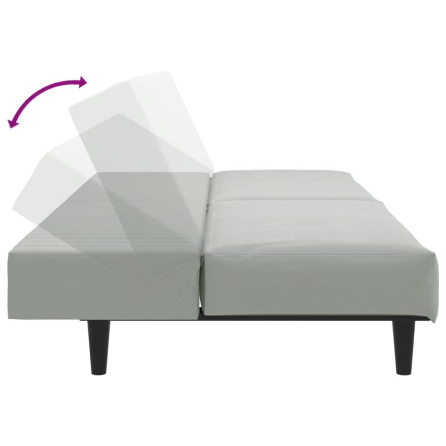 2-delige Loungeset fluweel lichtgrijs - Afbeelding 6