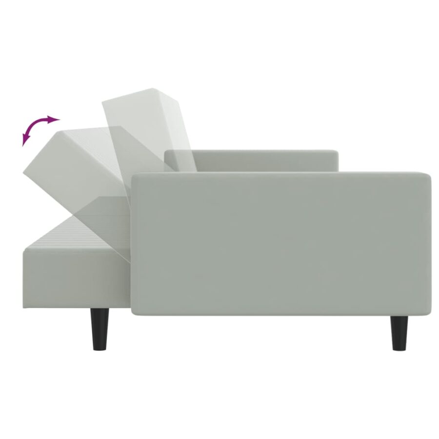 2-delige Loungeset fluweel lichtgrijs - Afbeelding 6