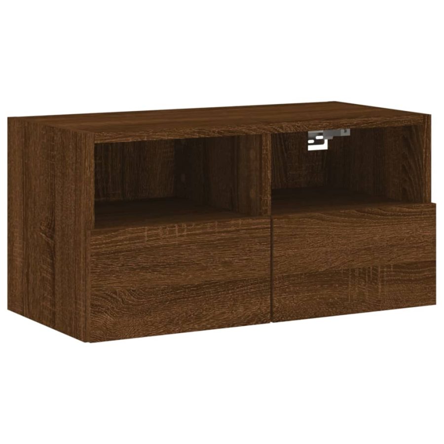 5-delige Tv-wandmeubelset bewerkt hout bruin eikenkleur - Afbeelding 8