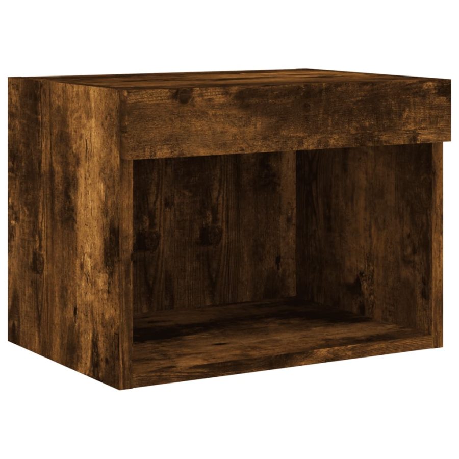 5-delige tv-wandmeubelset met LED bewerkt hout gerookt eiken - Afbeelding 9