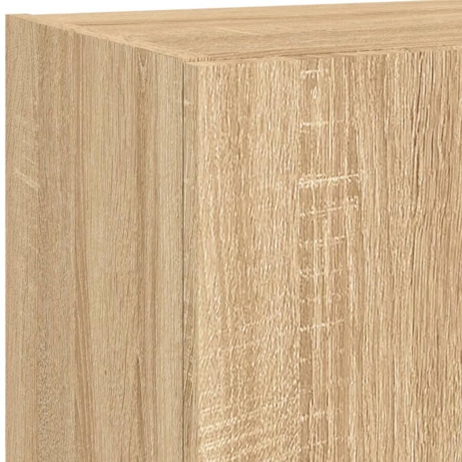 4-delige Tv-wandmeubelset met LED bewerkt hout sonoma eiken - Afbeelding 12