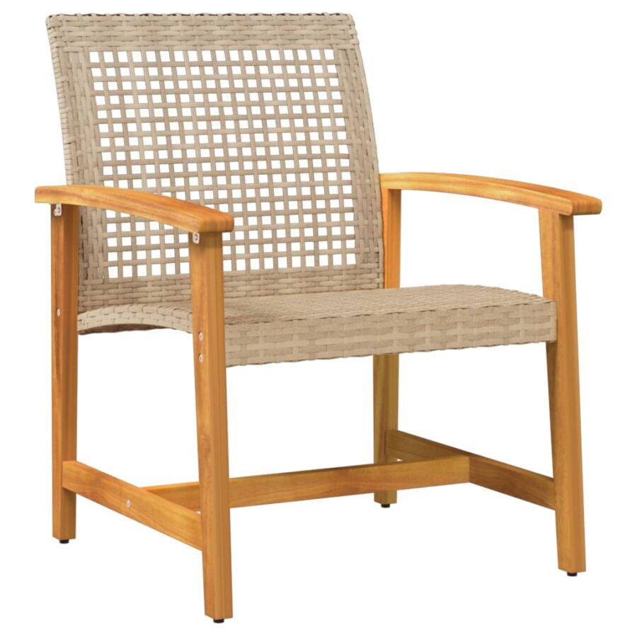 3-delige Bistroset poly rattan en acaciahout beige - Afbeelding 4