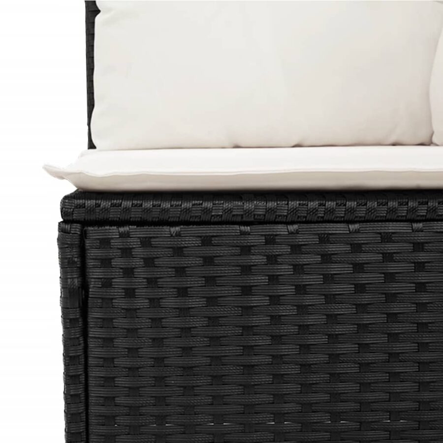 10-delige Loungeset met kussens poly rattan zwart - Afbeelding 6