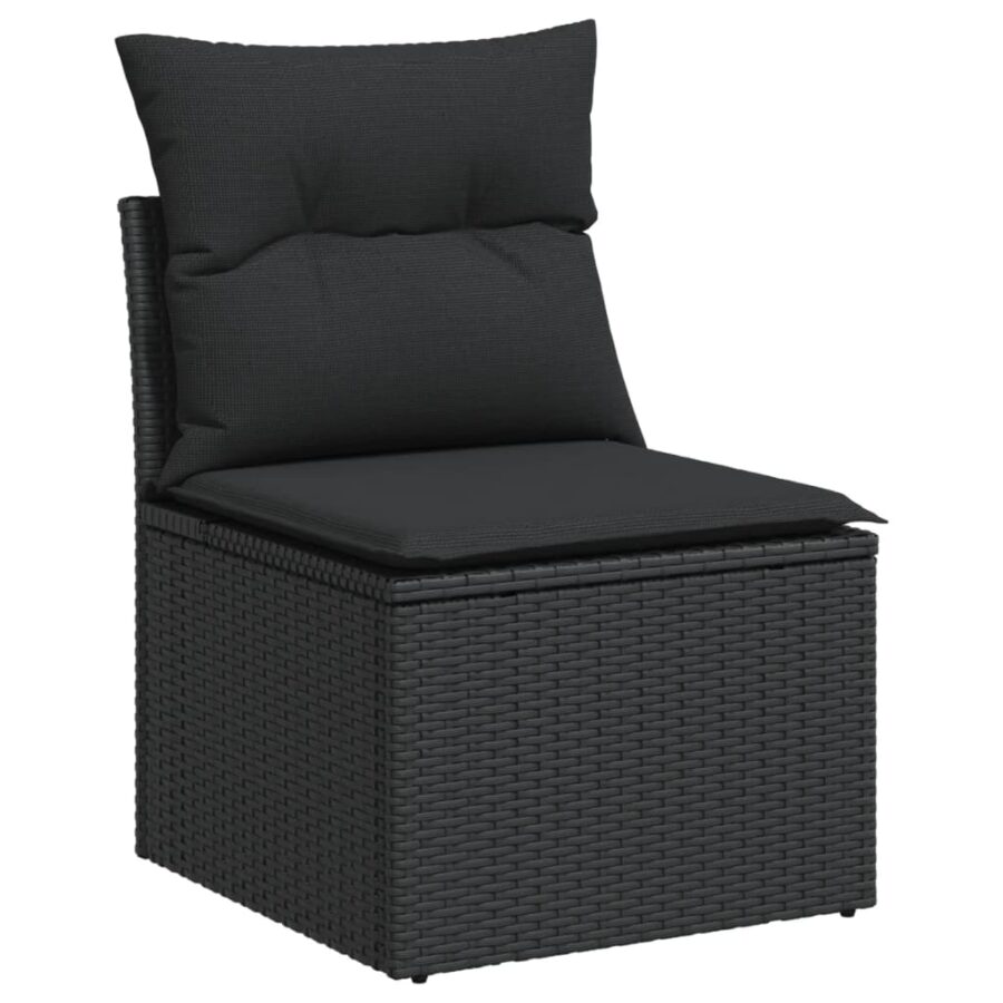 13-delige Loungeset met kussens poly rattan zwart - Afbeelding 4