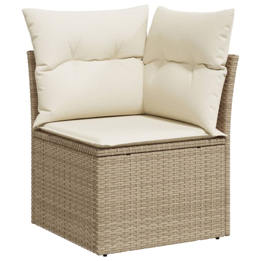 13-delige Loungeset met kussens poly rattan beige - Afbeelding 3