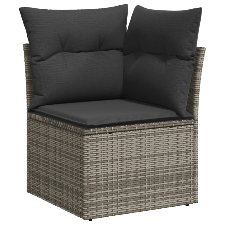 13-delige Loungeset met kussens poly rattan grijs - Afbeelding 4