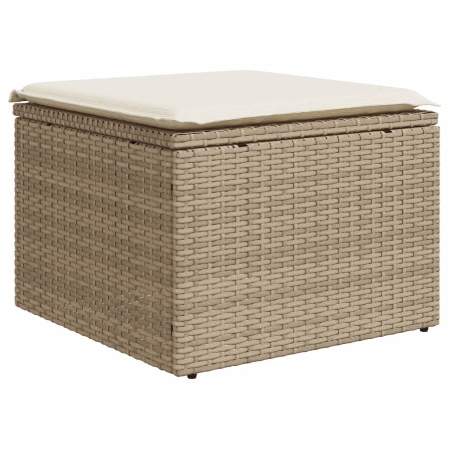 7-delige Loungeset met kussens poly rattan beige - Afbeelding 5