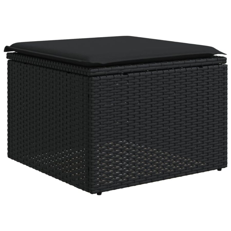 12-delige Loungeset met kussens poly rattan zwart - Afbeelding 6