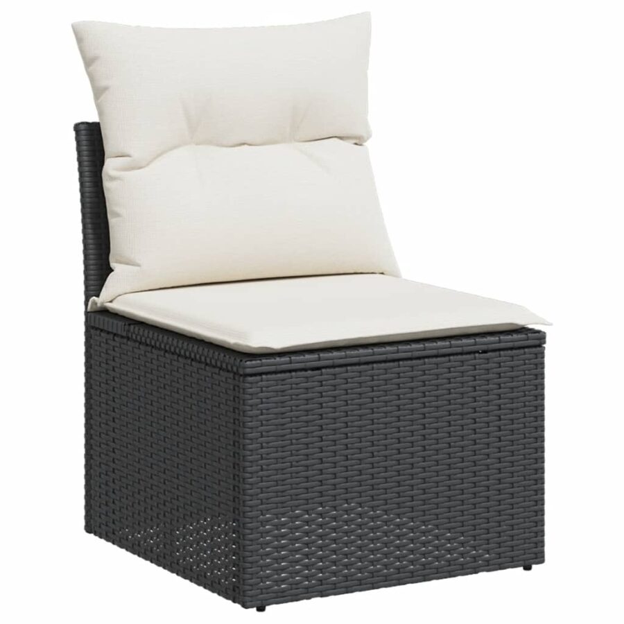 10-delige Loungeset met kussens poly rattan zwart - Afbeelding 5