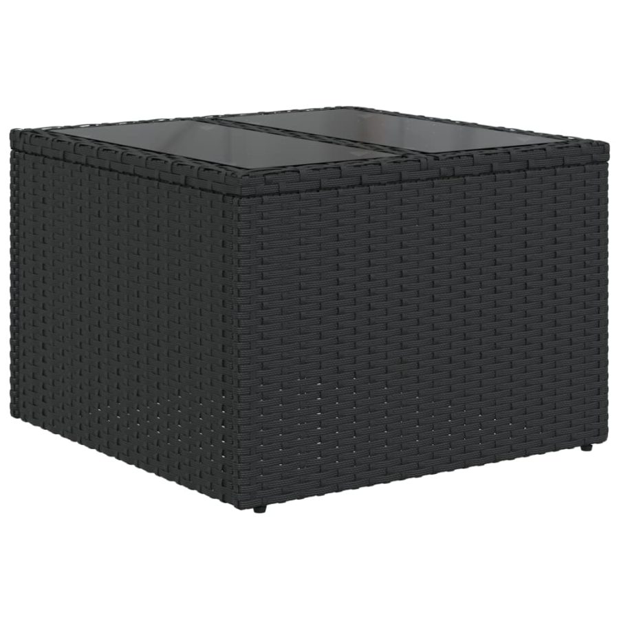 5-delige Loungeset met kussens poly rattan zwart - Afbeelding 5