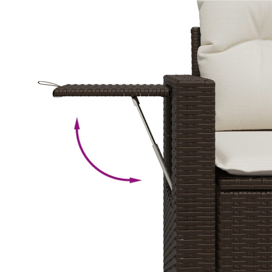 4-delige Loungeset met kussens poly rattan bruin - Afbeelding 3