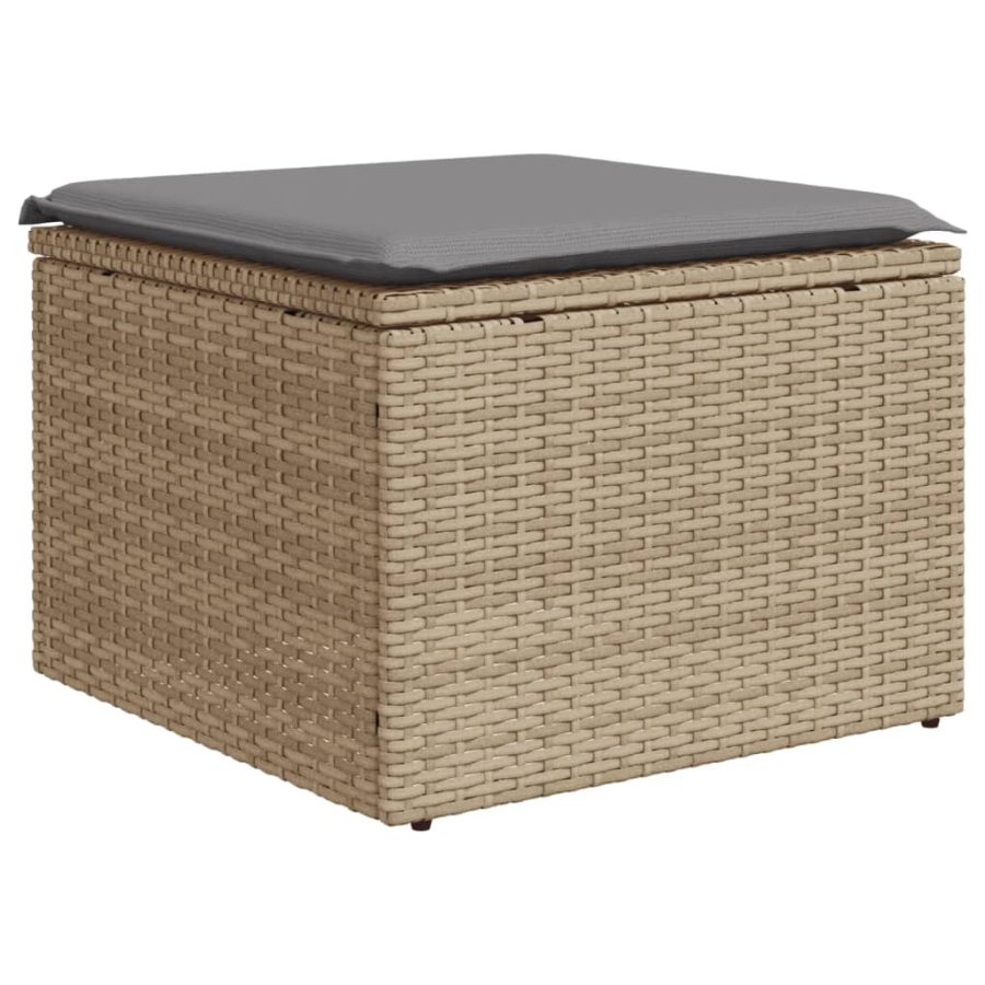 6-delige Loungeset met kussens poly rattan beige - Afbeelding 6