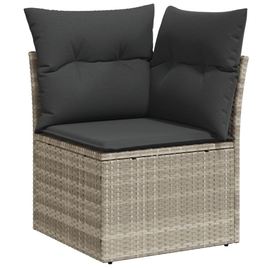 7-delige Loungeset met kussens poly rattan lichtgrijs - Afbeelding 5