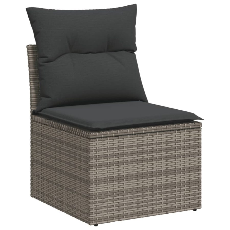 5-delige Loungeset met kussens poly rattan grijs - Afbeelding 4
