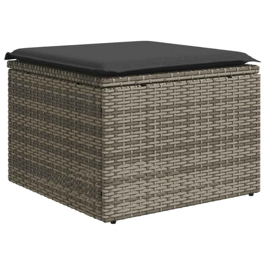 5-delige Loungeset met kussens poly rattan grijs - Afbeelding 4