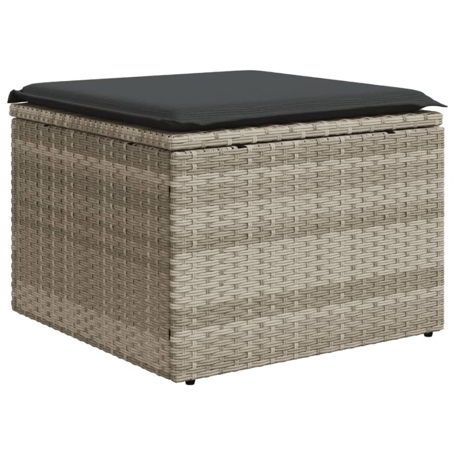 5-delige Loungeset met kussens poly rattan lichtgrijs - Afbeelding 7