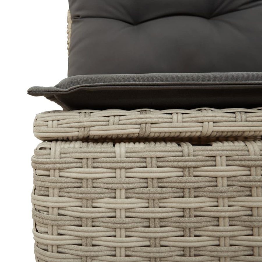 5-delige Loungeset met kussens poly rattan lichtgrijs - Afbeelding 5