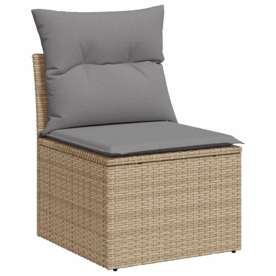6-delige Loungeset met kussens poly rattan beige - Afbeelding 5
