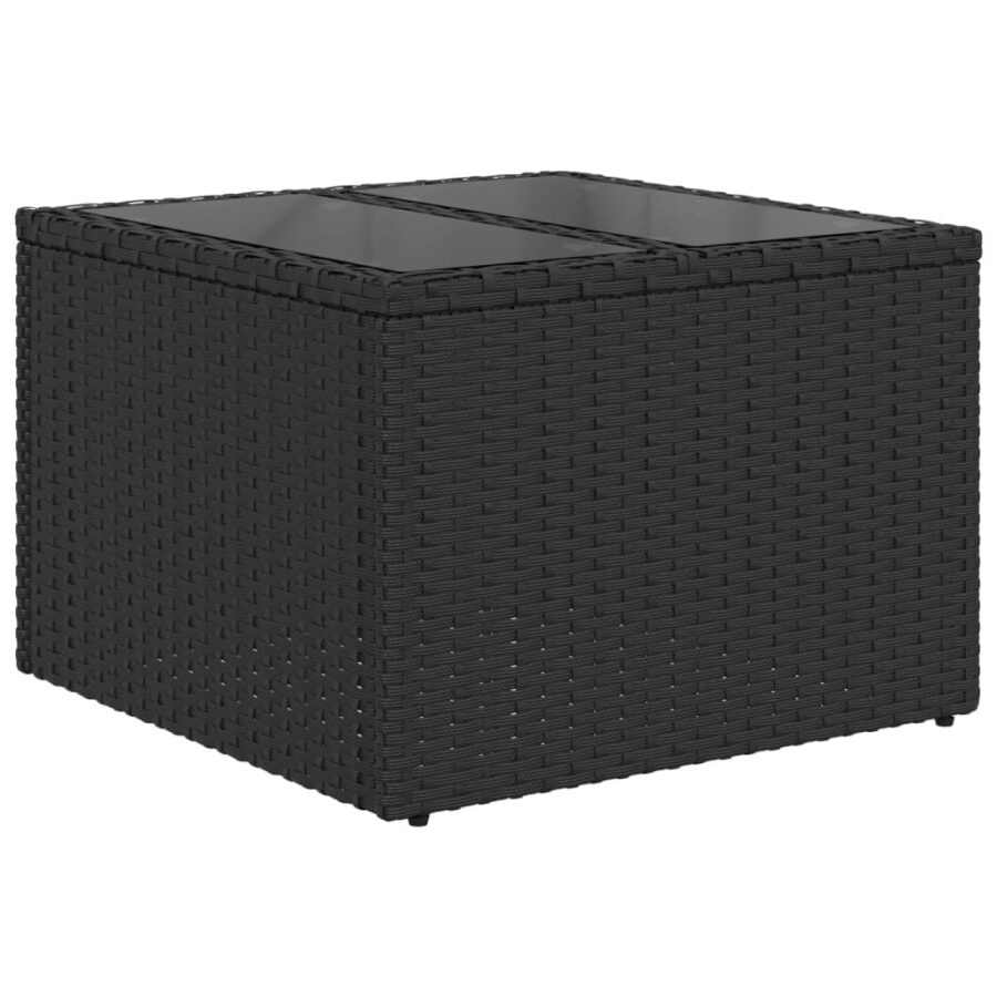 12-delige Loungeset met kussens poly rattan zwart - Afbeelding 5