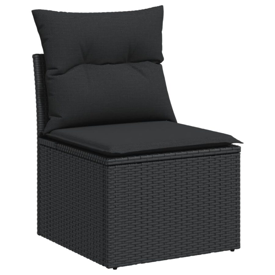 10-delige Loungeset met kussens poly rattan zwart - Afbeelding 5