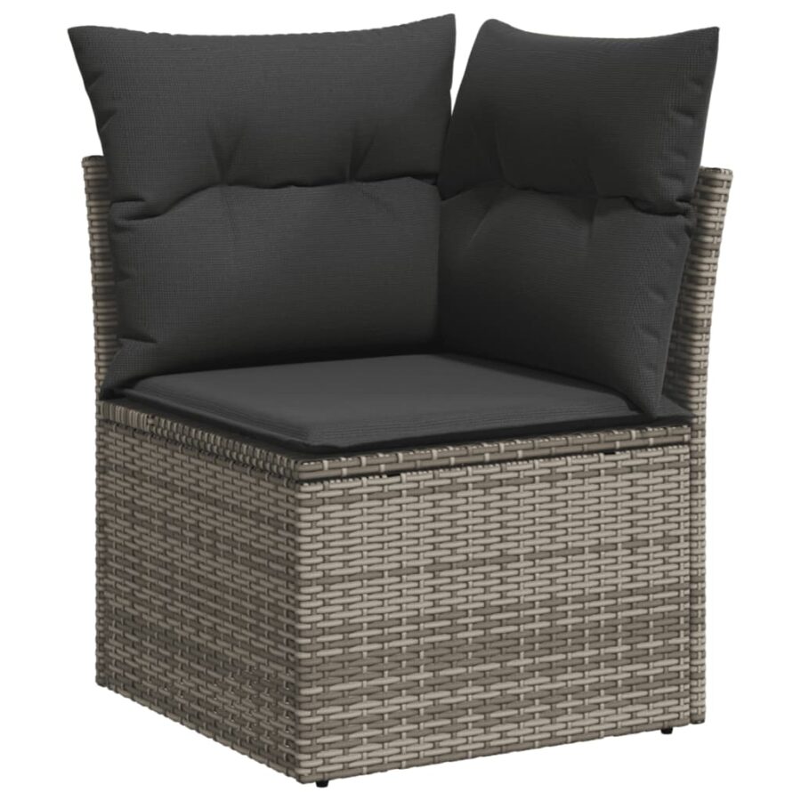 11-delige Loungeset met kussens poly rattan lichtgrijs - Afbeelding 8