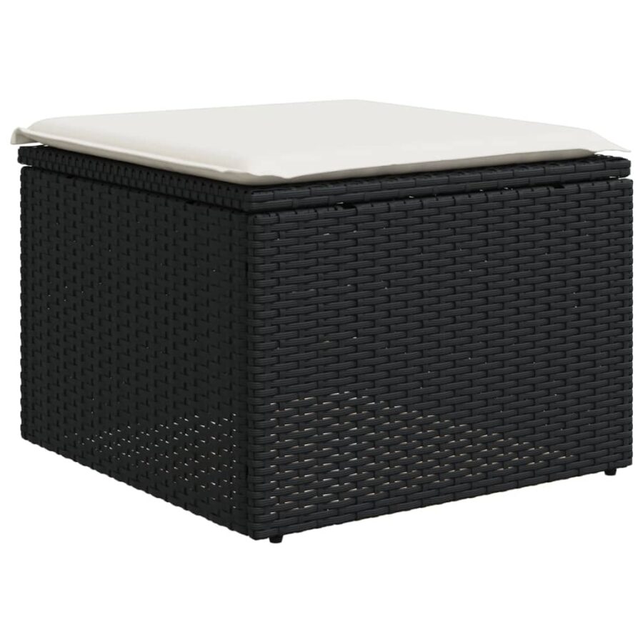 4-delige Loungeset met kussens poly rattan zwart - Afbeelding 5